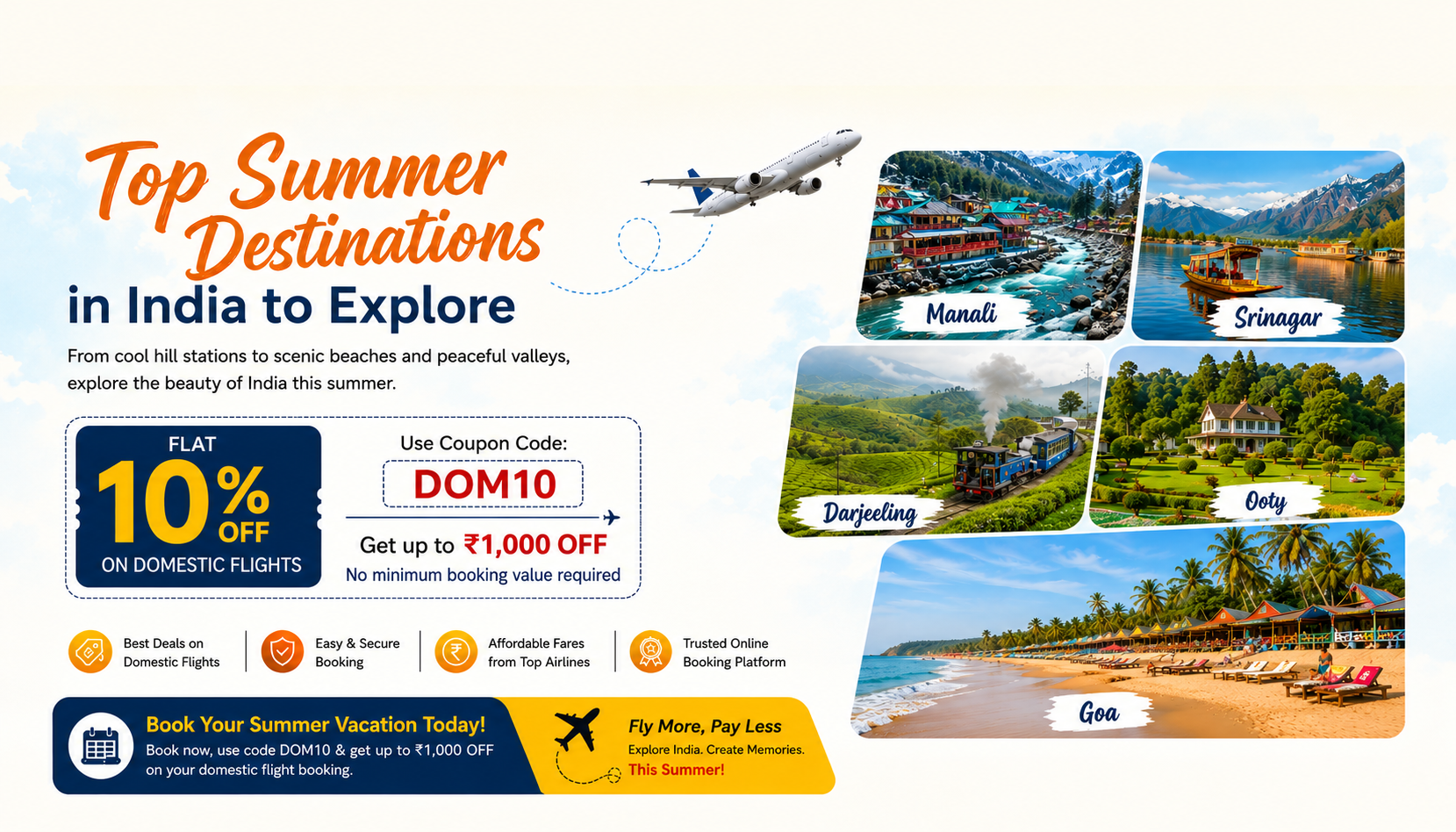 Best Summer Destinations in India– Book Flights & Save More with Ctraa