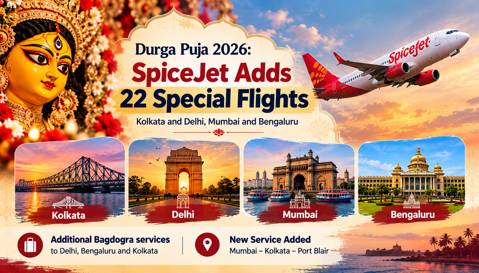 Durga Puja 2026: SpiceJet Adds 22 Special Flights
